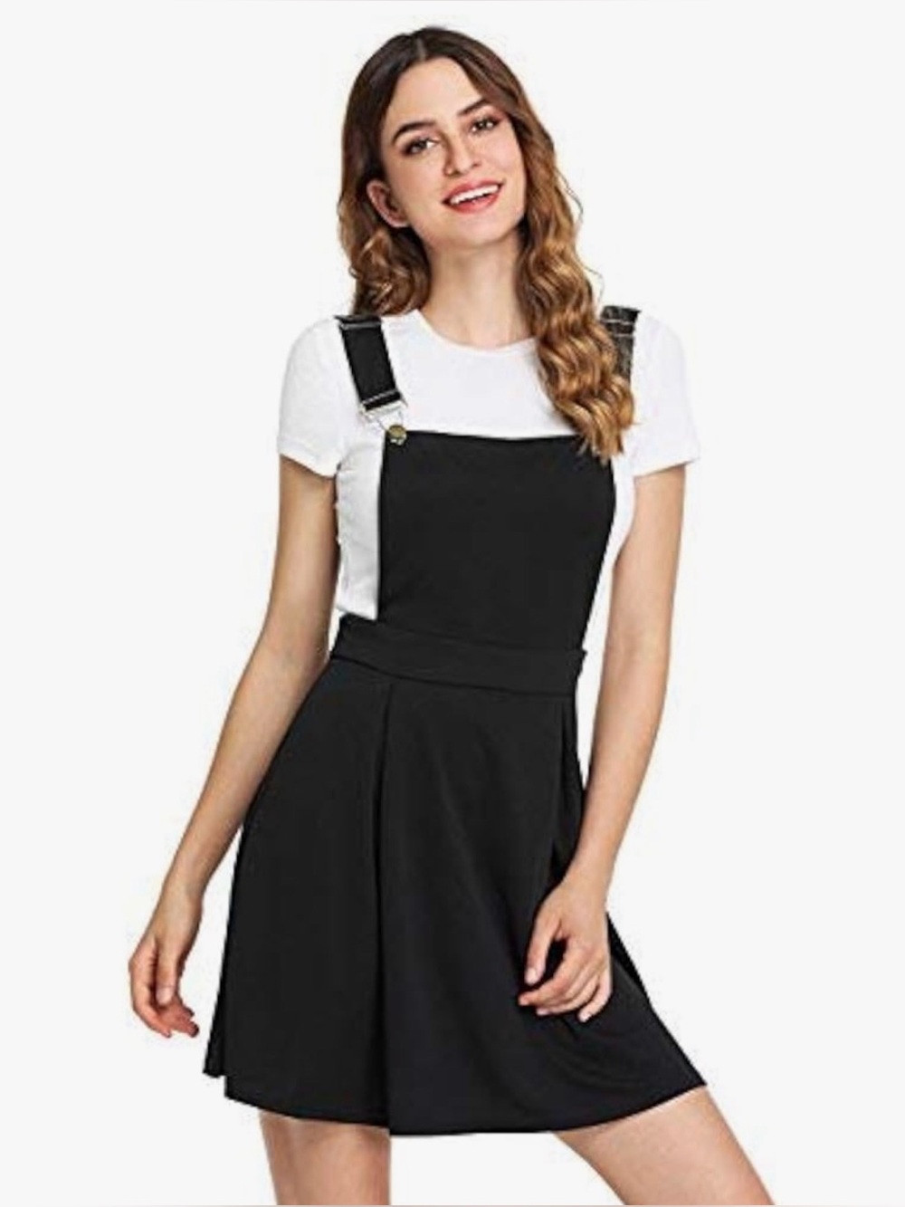 Black Pinafore Dress with Adjustable Straps
